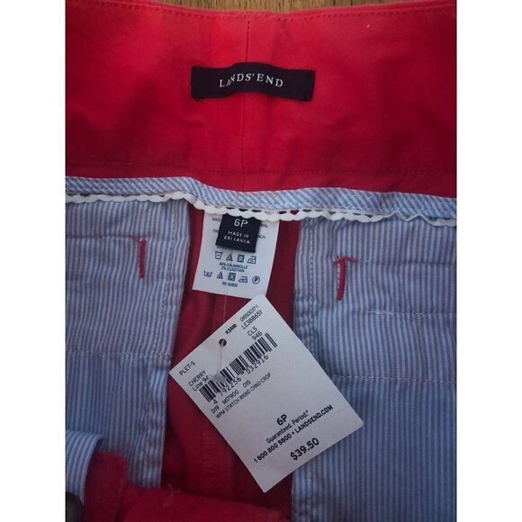 NWT Lands End Womens Petite Size 6P Weekend Chino Crop Pants Cherry - Picture 4 of 4
